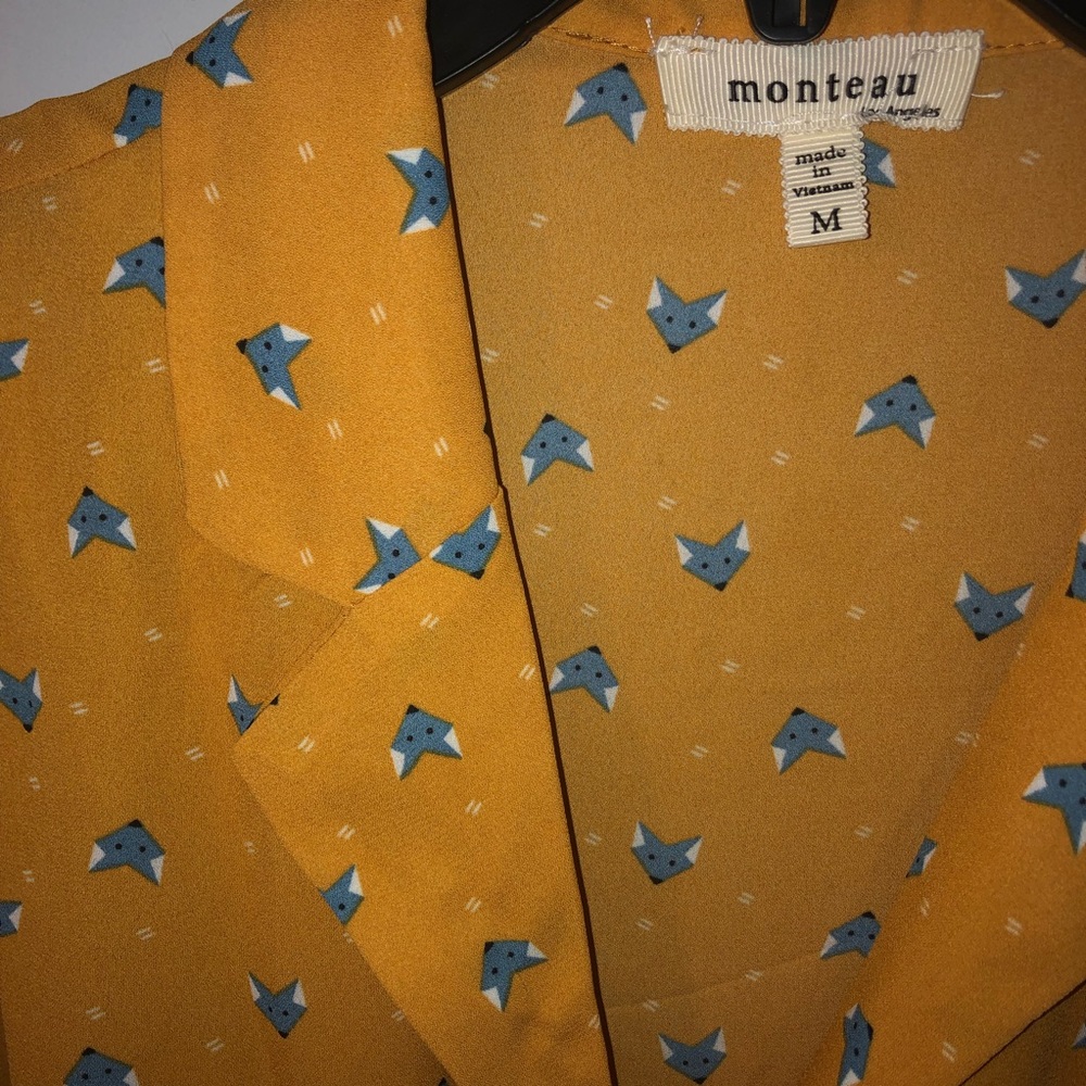 Vintage looking Fox Tie at waist Top - Size M - Picture 2 of 3
